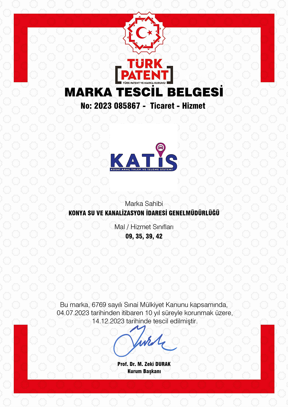 Katis Marka Tescil Belgesi