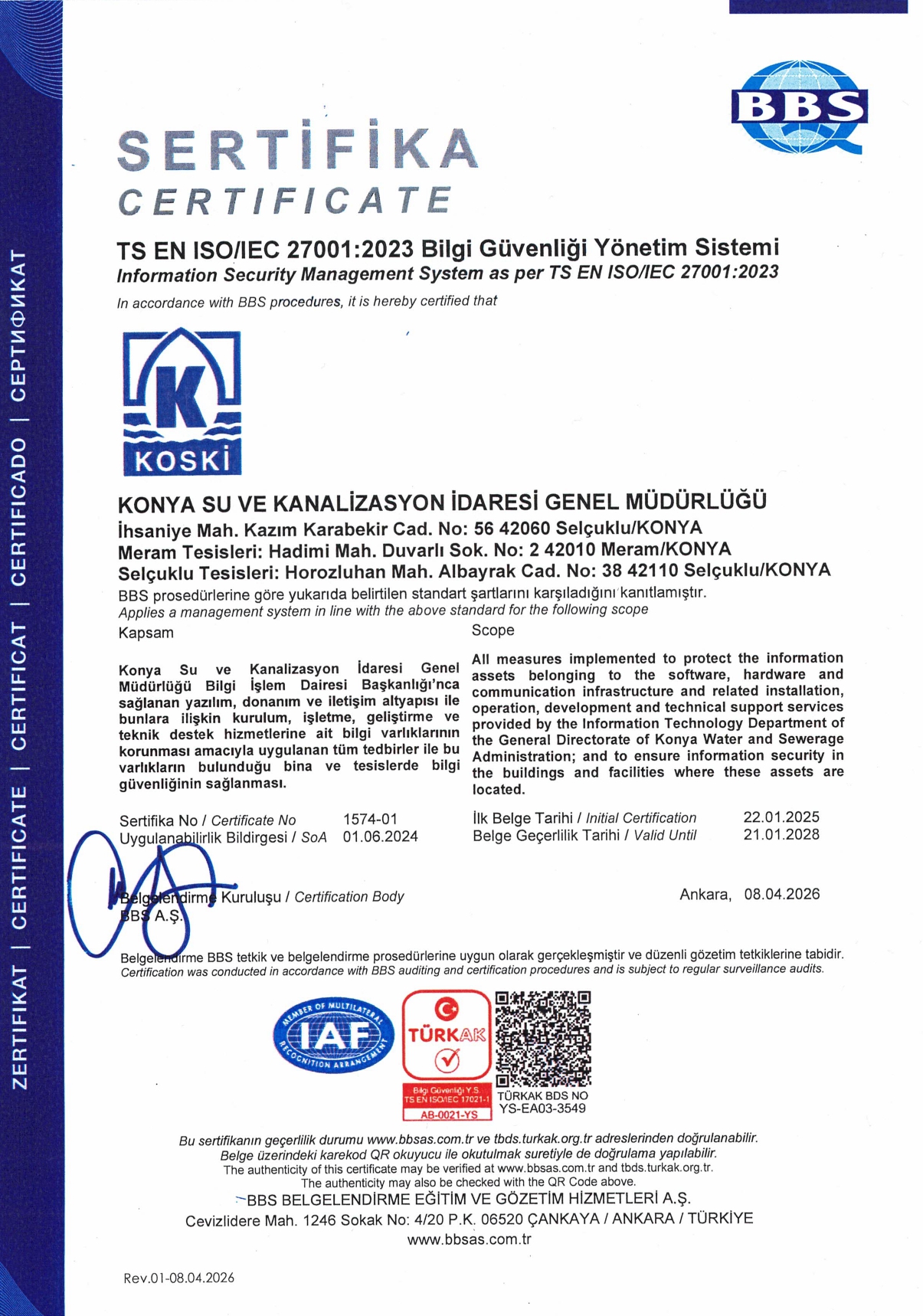 Bilgi Güvenliği Yönetim Sistemi Sertifikası