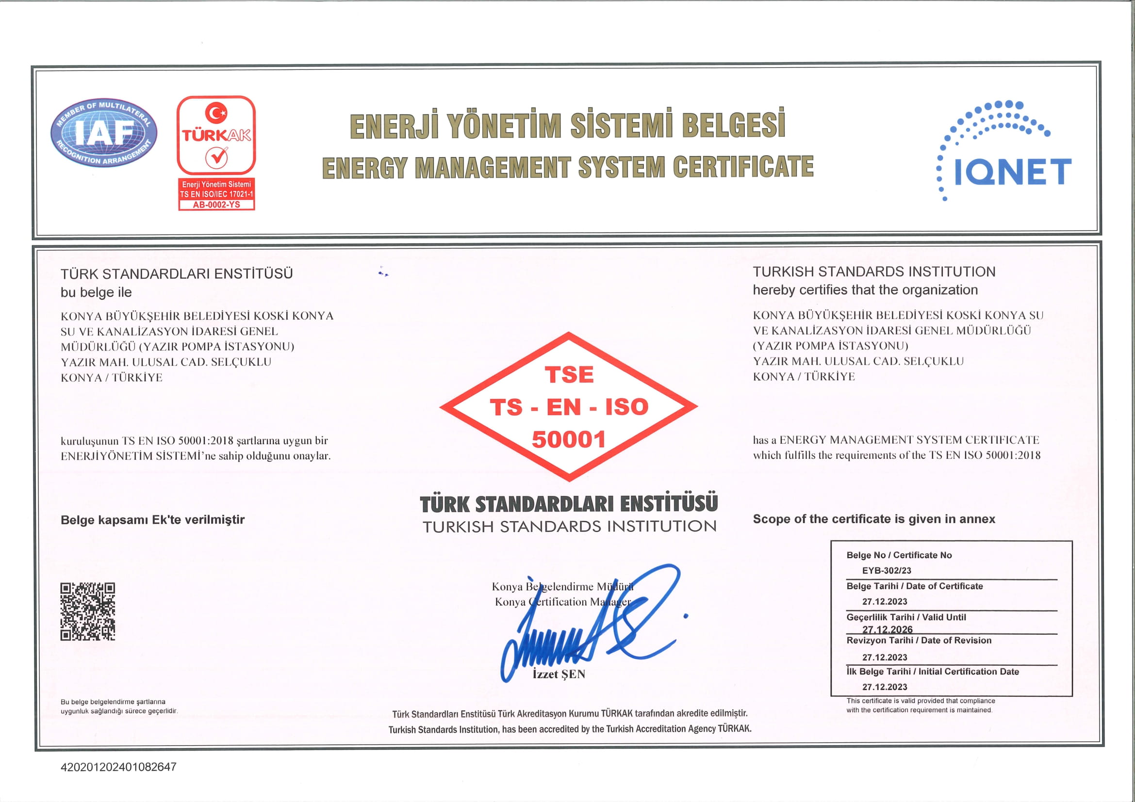 Enerji Yönetim Sistemi Belgesi Yazır