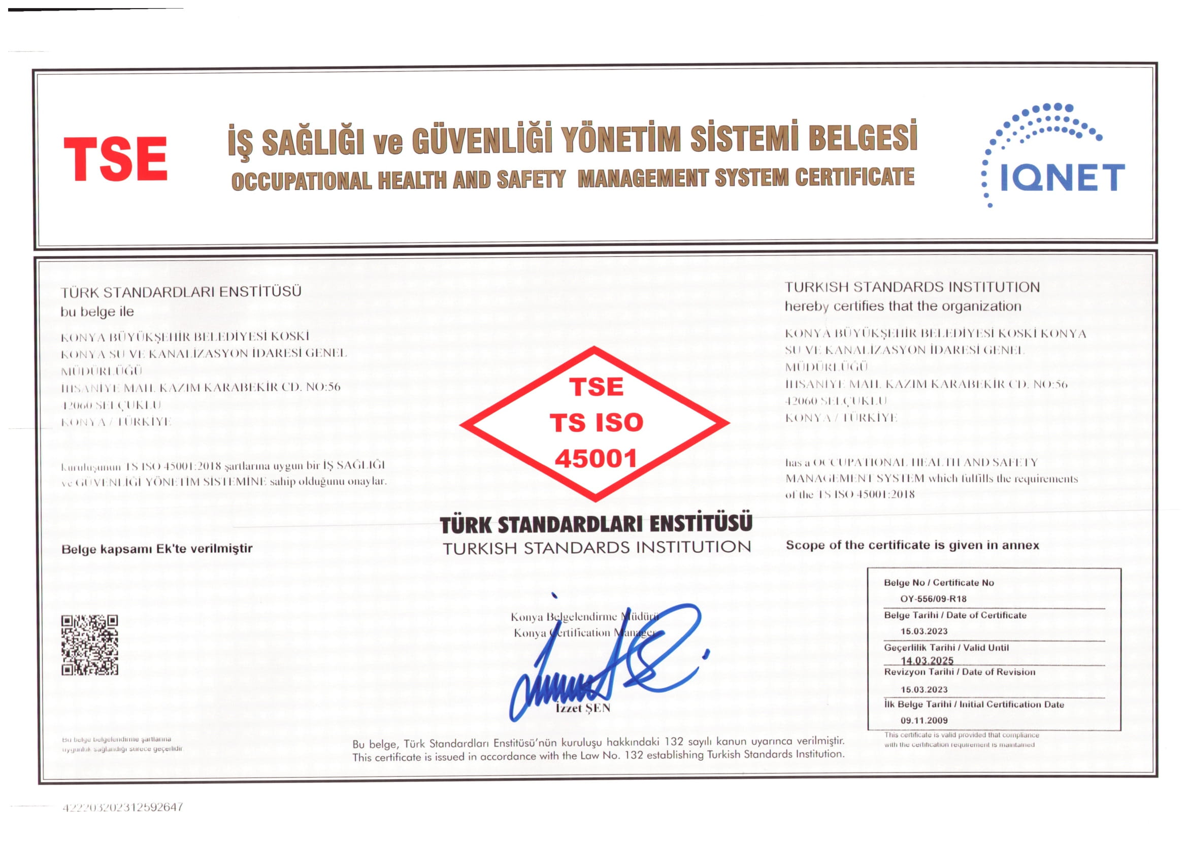 İş Sağlığı ve Güvenliği Sistemi Belgesi